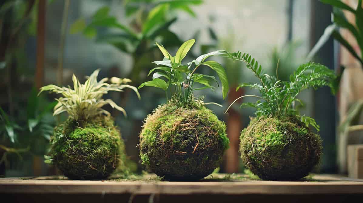 trois kokedama