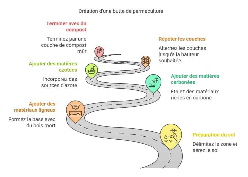 etapes de création d'une butte de permaculture